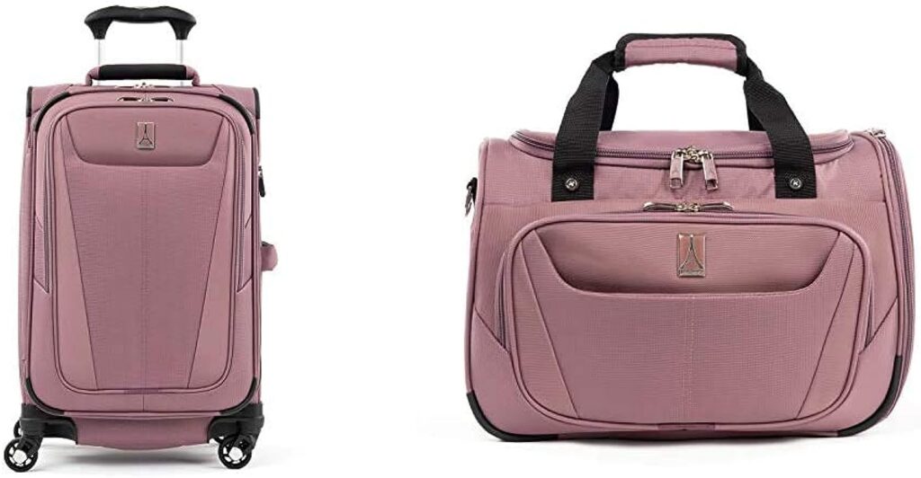 Travelpro Maxlite 5-Softside Expandable Spinner Wheel Luggage, Dusty Rose, 2-Piece Set (Tote & 21″ Suitcase)